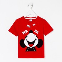 Футболка "Хаха" Микки Маус, рост 122-128, красный