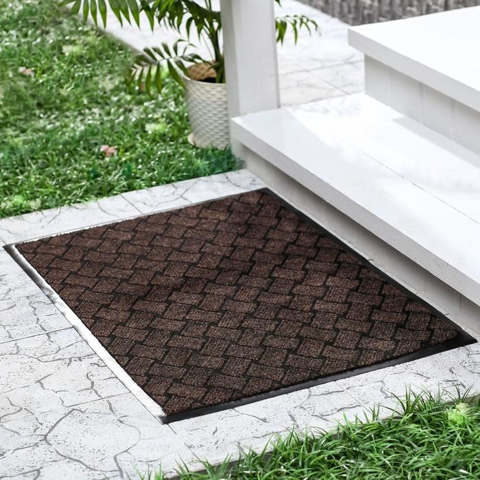 Коврик придверный влаговпитывающий «Крафт», 80×120 см, цвет коричневый