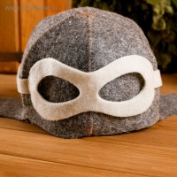 Шапка для бани и сауны «Шлем пилота», полиэфир 70%, шерсть 30%, тёмная, «Добропаровъ»