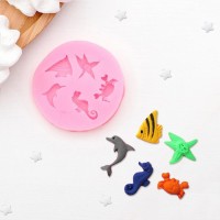 Молд «Морские обитатели», 5,8×5,8×0,8 см, цвет МИКС