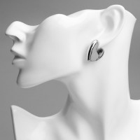 Серьги металл «Аккорд» сердце, такт, цвет серебро