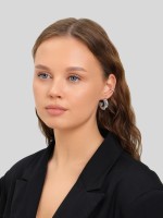 Набор серег и кафф QF «Бублик», набор 9 шт. цвет серебро