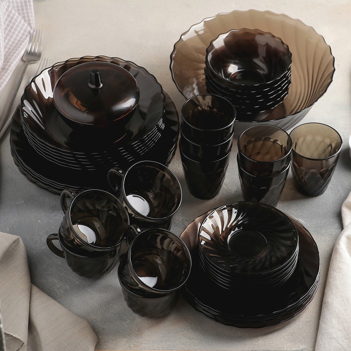 Набор столовый Ocean. Eclipse, 45 предметов, цвет коричневый