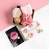 Подарочный набор «Этель» Spring, полотенце 30×60 см, мочалка, массажёр