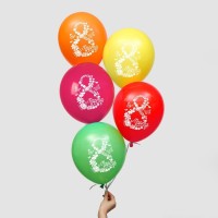 Воздушные шары латексные 12" «8 Марта», 5 шт.