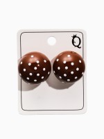 Серьги «Бусина» d=2 см, в крапинку, коричневые