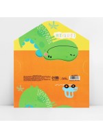 Конверт для денег фигурный «С днём Рождения», динозавр, 17.5×8 см