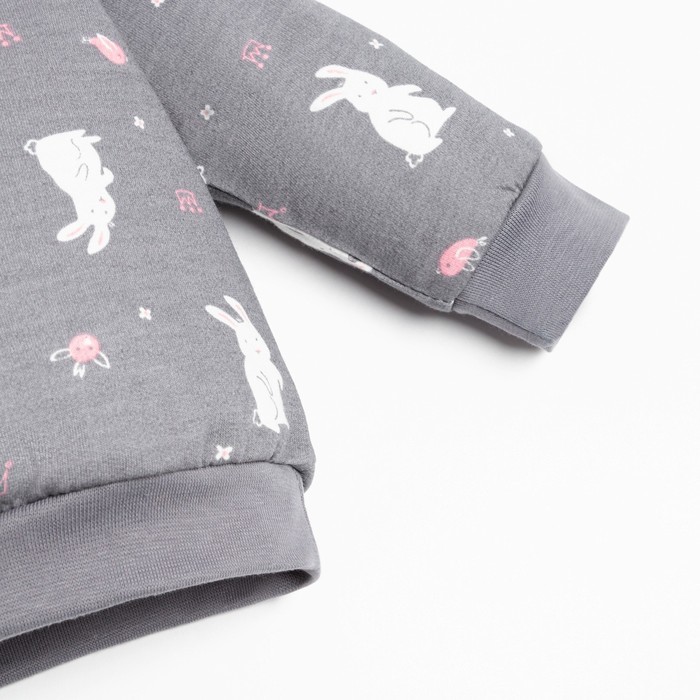 Костюм для девочки (джемпер, брюки) «Крошка Я» Princess, рост 68-74 см, серый