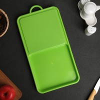 Доска разделочная с лотком Доляна, 43×22×2 см, цвет МИКС