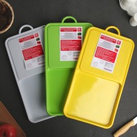 Доска разделочная с лотком Доляна, 43×22×2 см, цвет МИКС