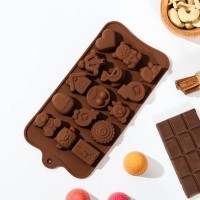 Форма для льда и кондитерских украшений Доляна «Счастье есть», 21×11 см, 15 ячеек