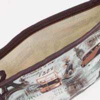 Косметичка на молнии, треугольная, с рисунком «Франция», коричневая/серая