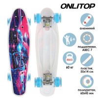 Пенниборд «Девушка» 55 х 14 см, колеса световые PU 60 х 45 мм, ABEC 7, алюминиевая рама