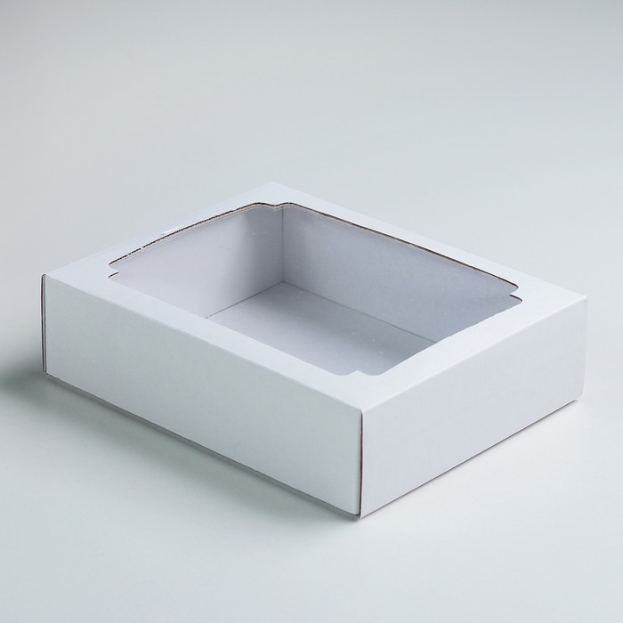 Коробка сборная, крышка-дно, с окном, мятная, 18 х 15 х 5 см