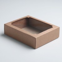 Коробка сборная, крышка-дно, с окном, мятная, 18 х 15 х 5 см