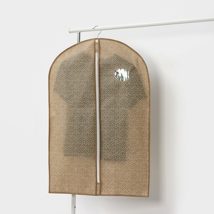 Чехол для одежды Доляна Points, ПВХ окно, 60×90 см, бежевый