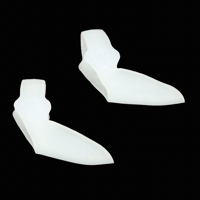 Корректоры - разделители для пальцев ног, с накладкой на косточку, силиконовые, 9×4 см, пара, белые