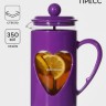 Заварочный чайник френч-пресс Доляна «Комплимент», 350 мл, стекло, фиолетовый