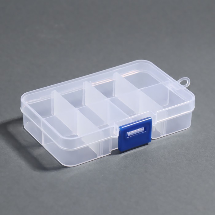 Органайзер для хранения мелочей, передвижные перегородки, 8 секций, 10.5×7×2.4 см, прозрачный