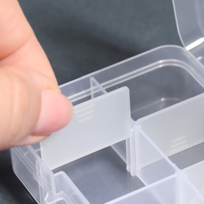 Органайзер для хранения мелочей, передвижные перегородки, 8 секций, 10.5×7×2.4 см, прозрачный