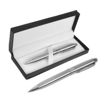 Ручка подарочная, шариковая «Стиль» в кожзам футляре, поворотная, стальной корпус