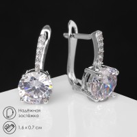 Серьги со стразами «Блум» классика, мини круг, белые в серебре