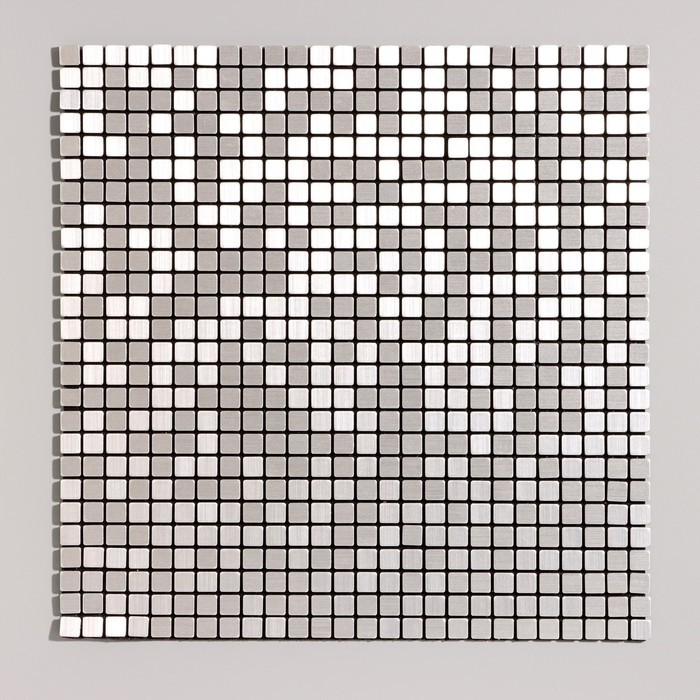 Панель ПВХ самоклеящаяся TAKE IT EASY «Мозаика клетка», 300×300 мм, цвет серебристый