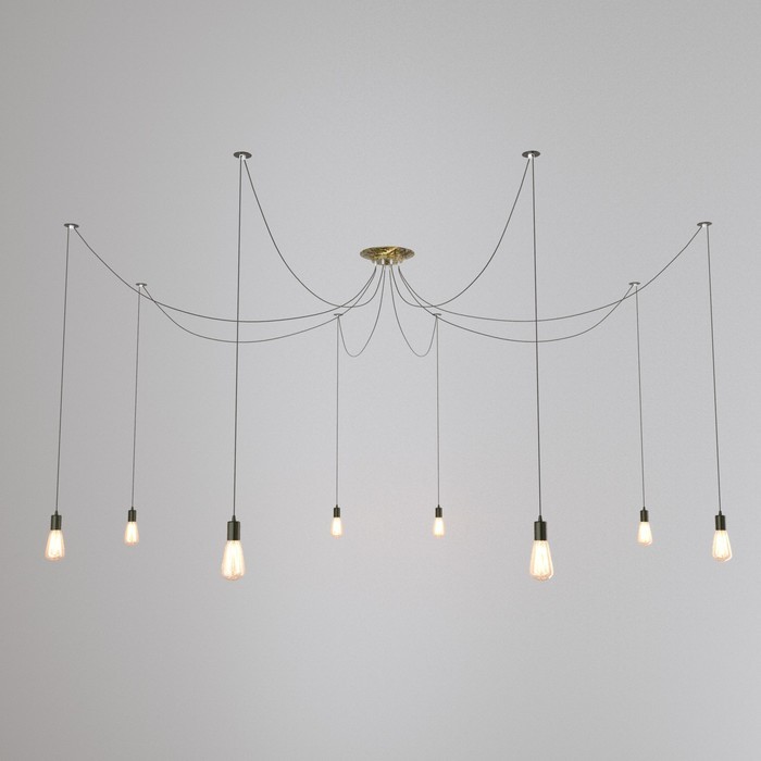 Светильник "Паук" 8x40Вт E27 черный с золотой патиной 80х80х90 см BayerLux