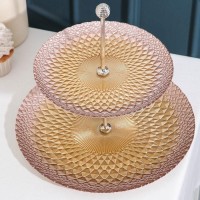 Блюдо 2-х ярусное «Барокко», d=21/28 см, цвет чёрный с золотом