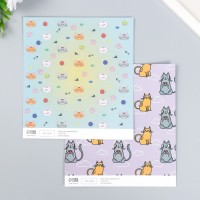 Бумага для скрапбукинга двусторонняя "Котики" плотность 180 гр 30,5х32 см