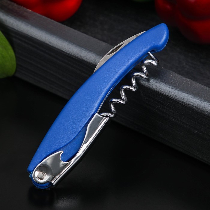 Штопор складной Доляна «Акула», нержавеющая сталь, цвет МИКС