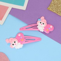 Невидимка для волос "Адель" (набор 2 шт) зайка с крылышками, 5,5 см, розовый