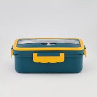 Ланч - бокс в школу Доляна, 800 мл, 3 секции, с приборами, 12×7.6×20 см, пластик, бирюзовый