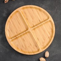 Подставка крутящаяся для подачи Доляна, 4 секции, d=32 см, бамбук