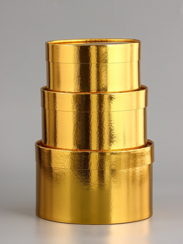 Набор подарочных коробок 3 в 1, завальцованные, золотой, 20×12 - 18×10 - 16×8 см