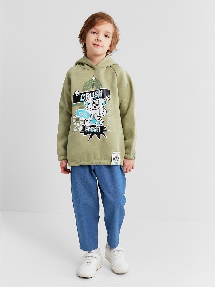 Толстовка (худи) детская MINAKU: CRUSH, оливковая, рост 104 см Толстовка (худи) детская MINAKU: CRUSH, оливковая, рост 104 см