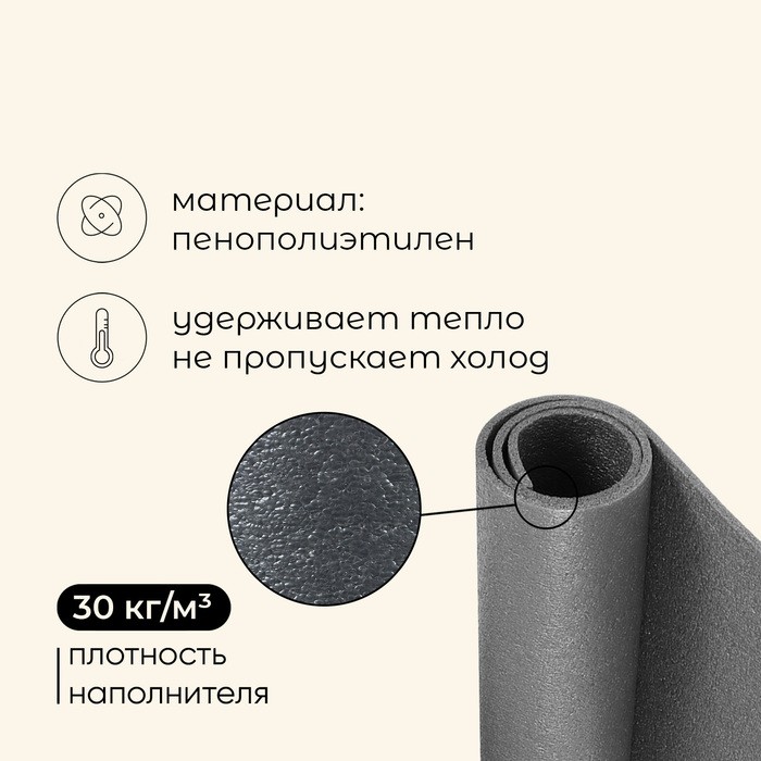 Коврик туристический maclay, 180×60×1 см, серый