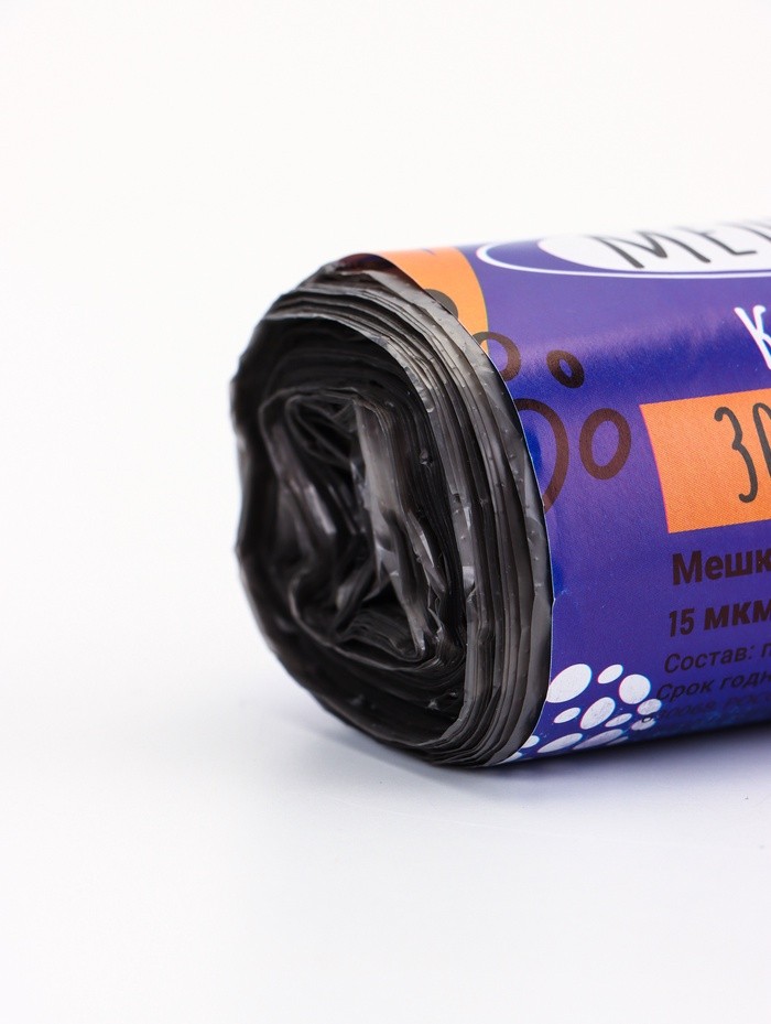 Мешки для мусора 30 л, ПНД, 15 мкм, 30 шт. в рулоне, чёрные