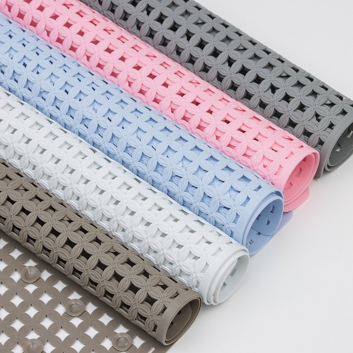 Коврик противоскользящий в ванну Доляна «Клеточка», на присосках, 50×50 см, МИКС