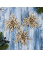 Ёлочные игрушки 3 шт. «Зимнее волшебство. Цветы с узкими лепестками», 10×10 см, золото