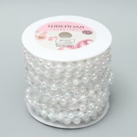 Бусы на нитях, с голографией, 8 мм, 9±1 м, прозрачные