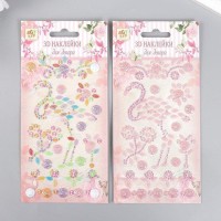 Наклейка пластик стразы "Фламинго" МИКС 19х9 см