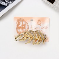 Заколка-автомат для волос "Моник" веточка, 9 см, золото