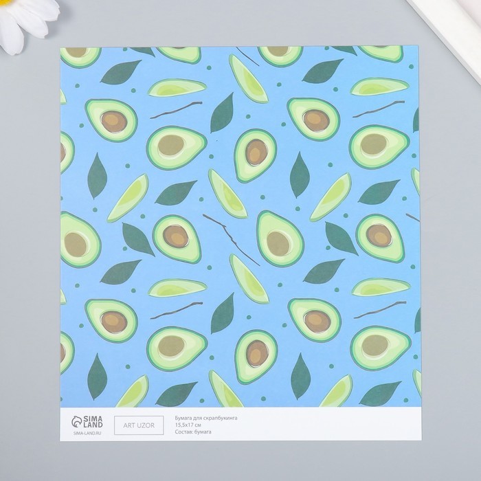 Бумага для скрапбукинга "Авокадо" плотность 180 гр 30,5х32 см
