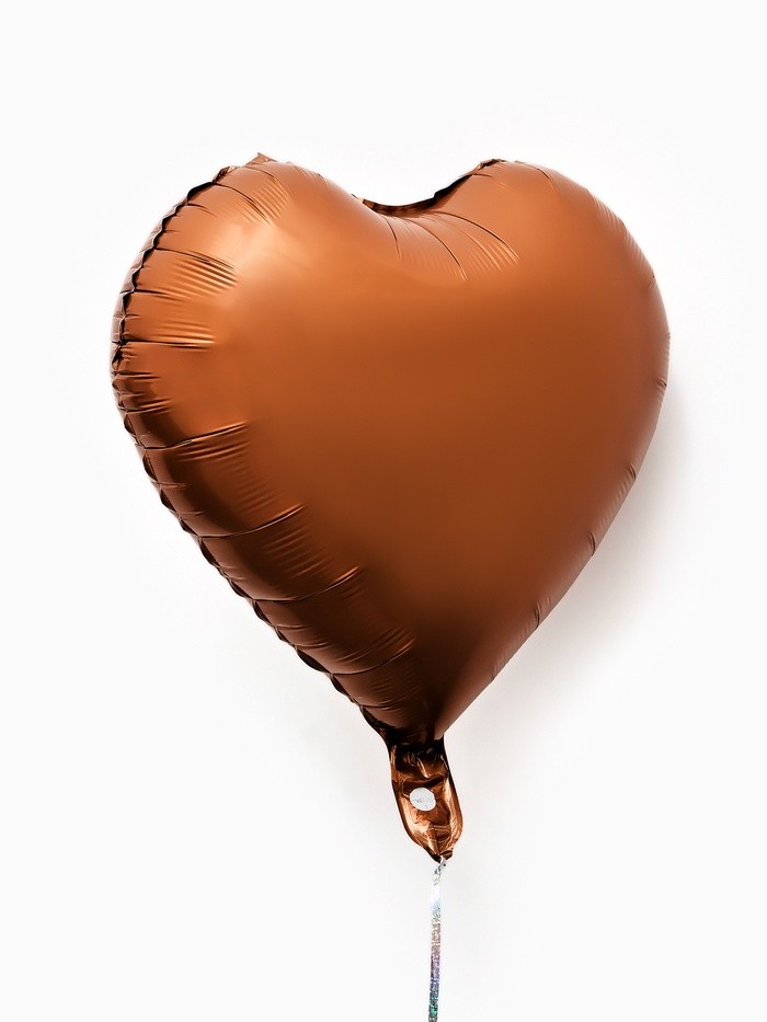 Воздушные шары фольгированные 17" «Сердце», шоколадный сатин, набор 5 шт.