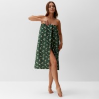 Полотенце для бани "Новогодние шары" жен. парео, 80х144 см, хл., ваф. Полотно