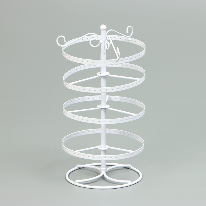 Подставка для украшений QF «Вертушка», 4 яруса, металл, 15×15×35см, цвет белый