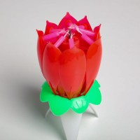 Свеча для торта музыкальная "Тюльпан", красная, 12×5 см