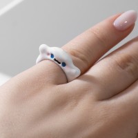 Кольцо «Монстрик» милые глаза цвет белый в серебре, безразмерное