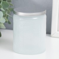 Банка для свечей стекло с крышкой "Цветочная" белая, цилиндр 9х7х7 см
